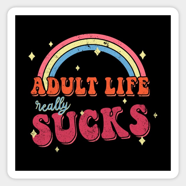 Adult Life // 80s Kid, Retro Cartoon Vintage Funny Quotes Sticker by leepianti